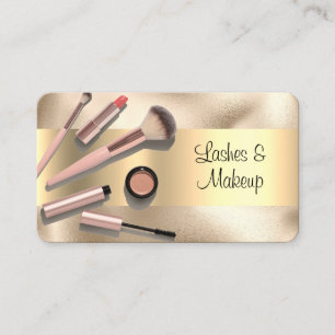 Elegant Lashes & Makeup Artist Black Name Gold Vs2 Business Card