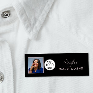 Elegant Lashes Makeup Black Blush Photo Name Tag