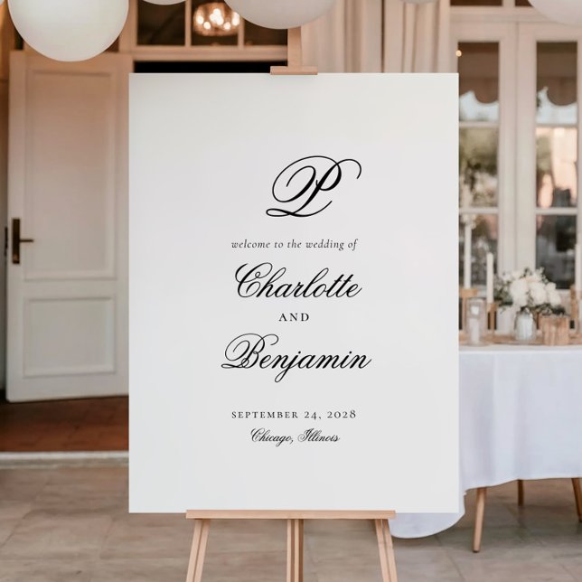 Elegant Last Name Initial Wedding Welcome Sign (Creator Uploaded)