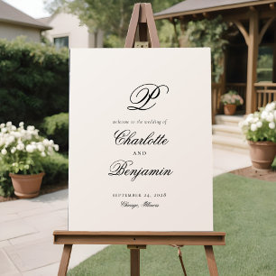 Elegant Last Name Initial Wedding Welcome Sign