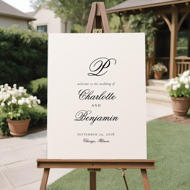 Elegant Last Name Initial Wedding Welcome Sign (Creator Uploaded)