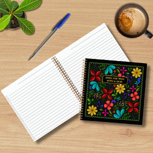 Elegant Latin American Folk Floral Checklist Notebook