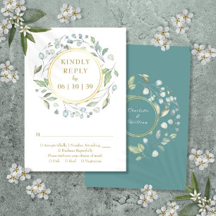 Elegant Laurel Greenery Floral Garland RSVP Card