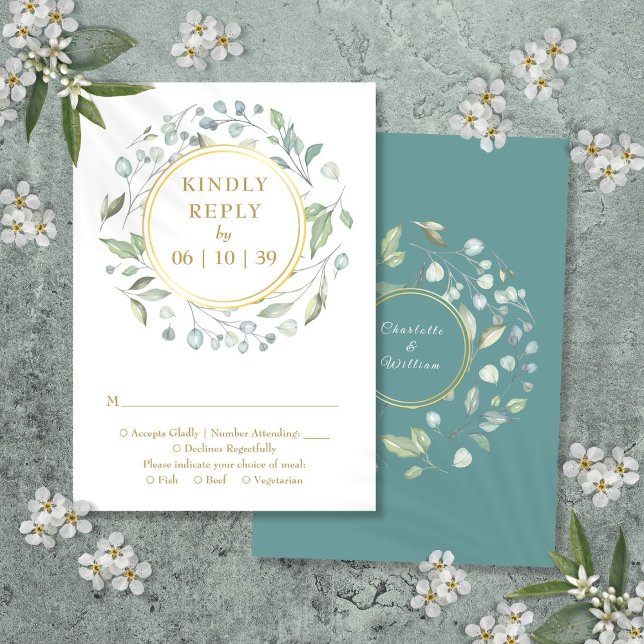 Elegant Laurel Greenery Floral Garland RSVP Card (Elegant Laurel Greenery Floral Garland RSVP Card)