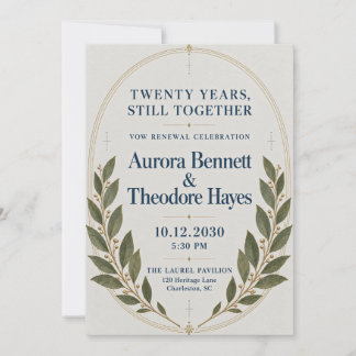 Elegant Laurel Herbarium 20th Vow Renewal Invitati Invitation