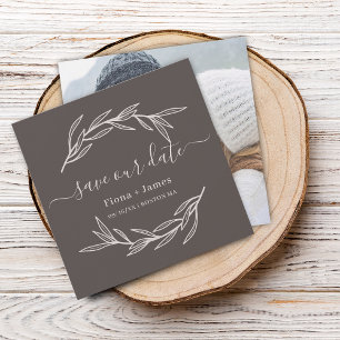 Elegant Laurel Leaf Photo Save The Date Card