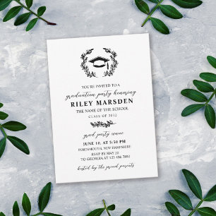 Elegant Laurel Wreath Graduation Party Invitation