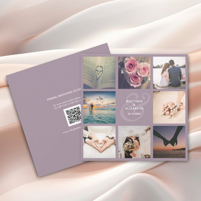Elegant Lavender Ampersand Photo Collage Wedding Save The Date (Creator Uploaded)