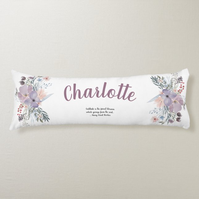Elegant Lavender and Peach Flowers Body Cushion (Front)