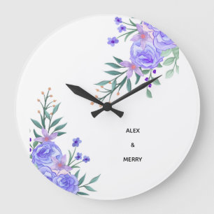 Elegant Lavender and Purple Floral Wedding Favour Large Clock