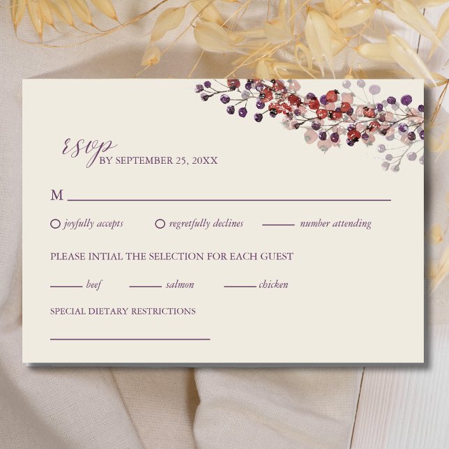 Elegant Lavender Autumn Wedding RSVP Card (Creator Uploaded)