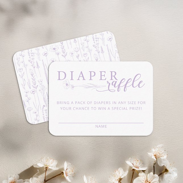 Elegant Lavender Baby Shower Diaper Raffle Enclosure Card (Diaper Raffle - Lavender Baby Shower
)