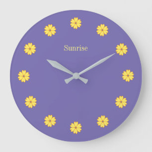 Elegant Lavender Blue & Flowers Wall Clock