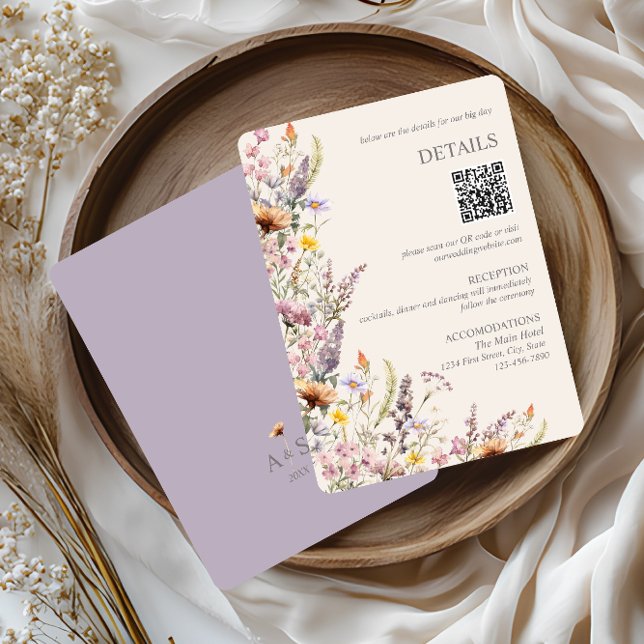 Elegant Lavender, Blush and Cream Wildflowers Enclosure Card (Creator Uploaded)