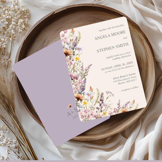 Elegant Lavender, Blush and Cream Wildflowers Invitation (Creator Uploaded)