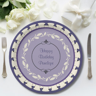 Elegant Lavender Botanical Birthday Paper Plates