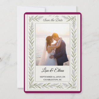Elegant Lavender Botanical Save the Date Card