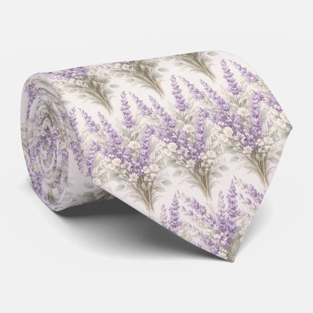 Elegant Lavender Bouquet Tie (Rolled)