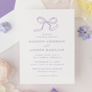 Elegant Lavender Bow Wedding Invitation