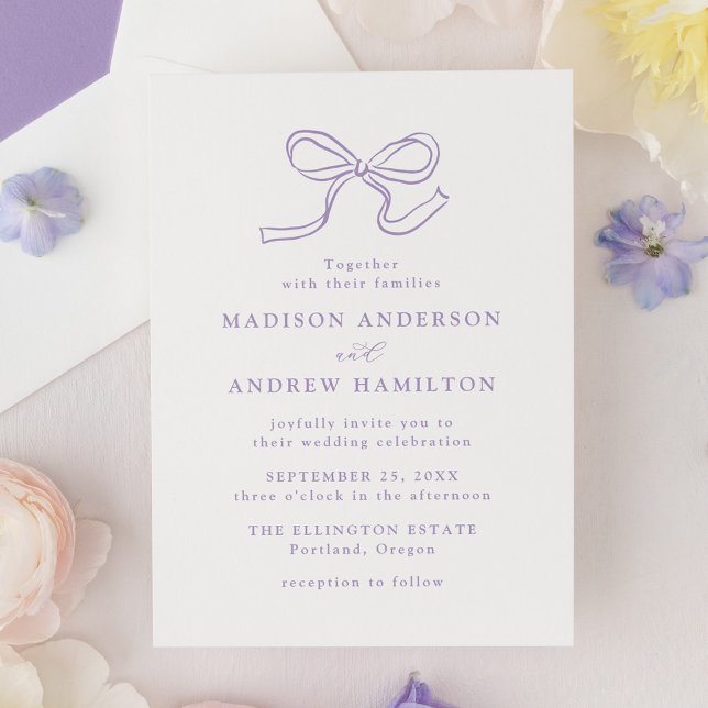 Elegant Lavender Bow Wedding Invitation (Creator Uploaded)