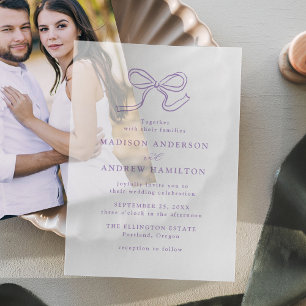Elegant Lavender Bow Wedding Vellum Invitations