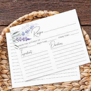 Elegant Lavender Bridal Shower Recipe Card
