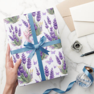 Elegant Lavender Butterfly Purple Floral  Wrapping Paper