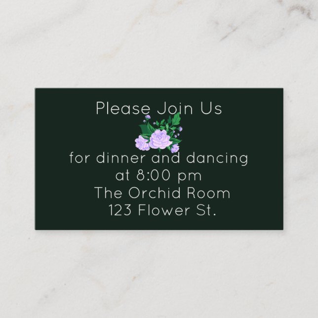 Elegant Lavender Camellia  Reception Enclosure Card (Front)