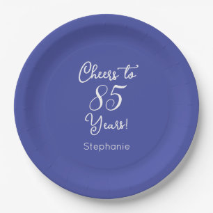 Elegant Lavender Cheers to 85 Years 85th Birthday Paper Plate