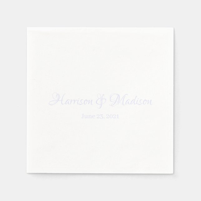 Elegant lavender Custom Script Names Date Wedding Napkin (Front)