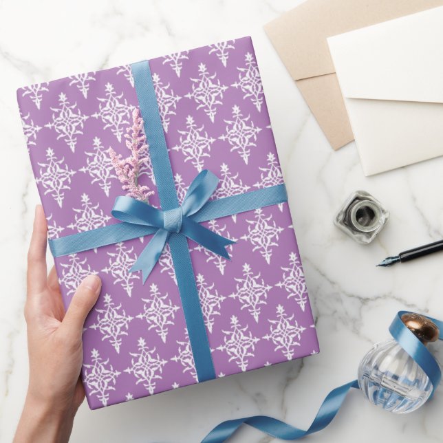 Elegant Lavender Damask Pattern New Baby Occasion  Wrapping Paper (Gifting)
