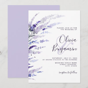 Elegant Lavender Dusty Purple Floral Lilac Wedding Invitation
