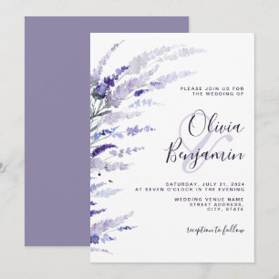 Elegant Lavender Dusty Purple Wildflowers Wedding Invitation
