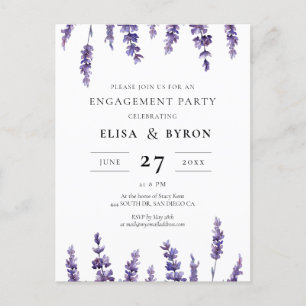 Elegant lavender engagement party invitation postcard