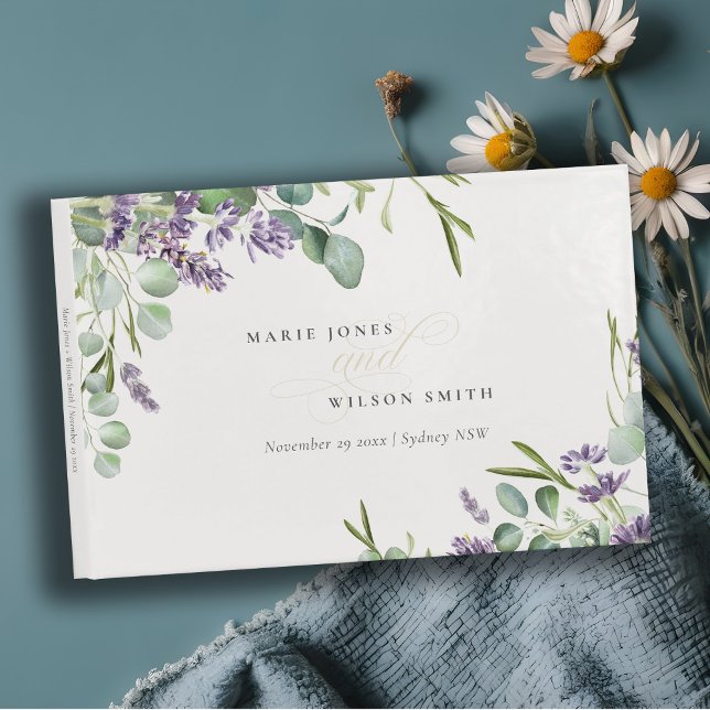 Elegant Lavender Eucalyptus Leafy Foliage Wedding Guest Book (Creator Uploaded)