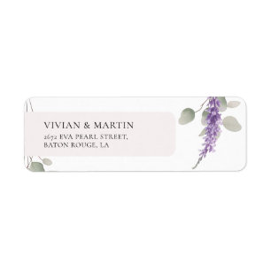 Elegant Lavender Eucalyptus Leaves Return Address Label
