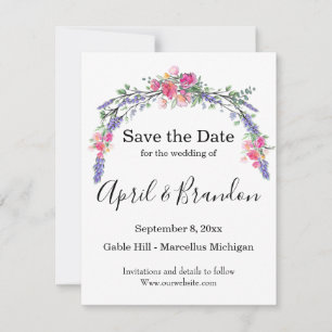 Elegant Lavender Eucalyptus pink roses watercolor Save The Date