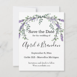 Elegant Lavender Eucalyptus watercolor Save The Date