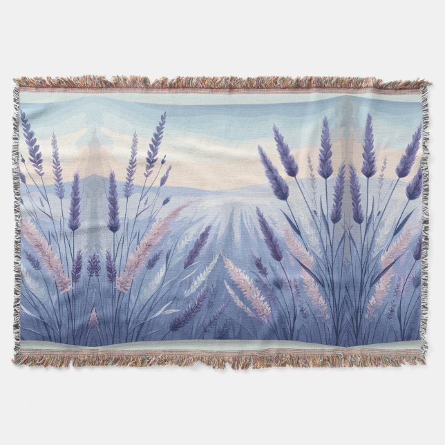 Elegant Lavender Fields,  Lavender Garden Throw Blanket (Front)