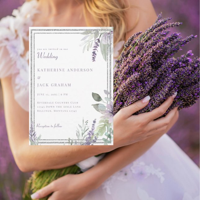 Elegant Lavender Floral and Foliage Wedding  Invitation (Creator Uploaded)