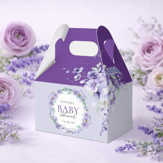 Elegant Lavender Floral Baby Shower purple Favour Box