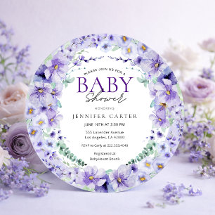 Elegant Lavender Floral Baby Shower Purple Invitation