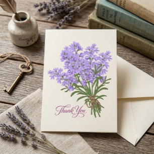 Elegant Lavender Floral Bouquet Handwritten Thank  You Card
