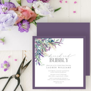 Elegant Lavender Floral Brunch & Bubbly Shower Invitation