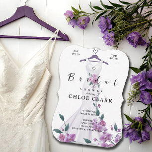 Elegant Lavender Floral Dress Wedding Invitation