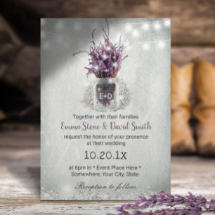 Elegant Lavender Floral Jar String Lights Wedding Invitation