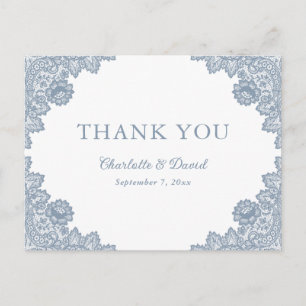 Elegant Lavender Floral Lace Wedding Thank You Postcard