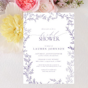Elegant Lavender Floral Leaf Bridal Shower Invitation