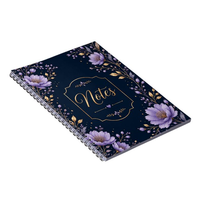 Elegant Lavender Floral Notes Notebook (Right Side)