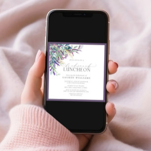Elegant Lavender Floral Watercolor Bridal Luncheon Invitation